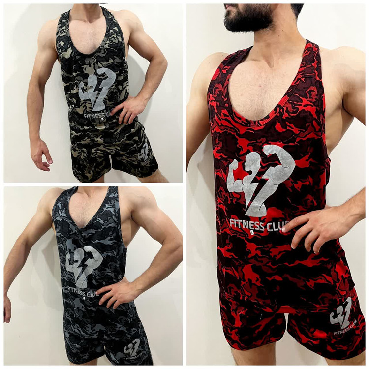 ست رکابی شلوارک چریکی برند fitness clup در 3 رنگ