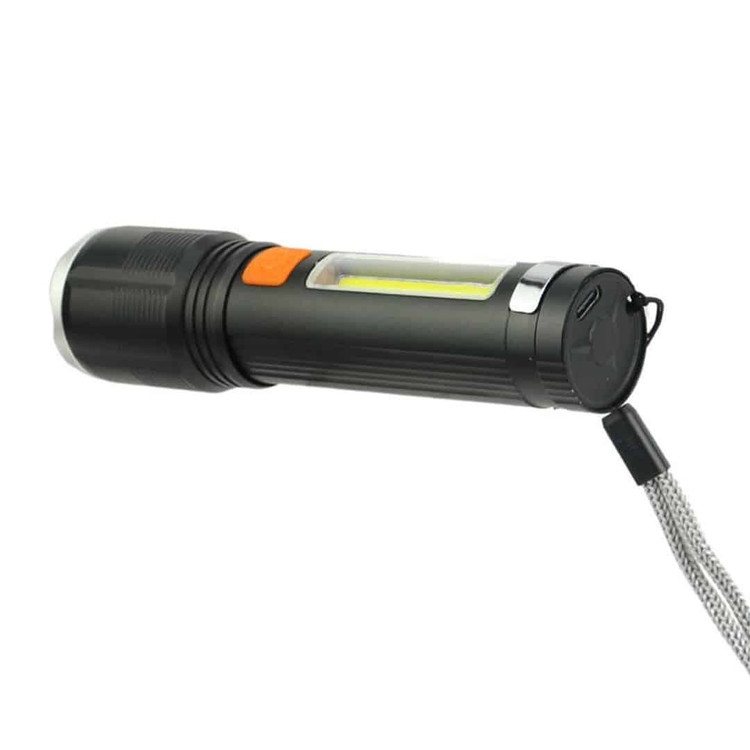 چراغ قوه UV زوم دار با چراغ بغل COB مدل XH-P50